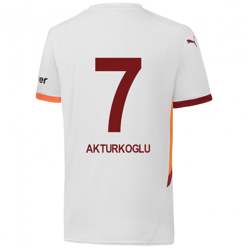 Hombre Camiseta Kerem Aktürkoğlu #7 Blanco Amarillo Rojo 2ª Equipación 2024/25 La Camisa Perú