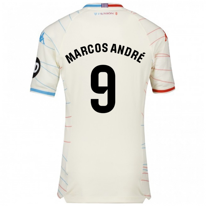 Hombre Camiseta Marcos André #9 Blanco Rojo Azul 2ª Equipación 2024/25 La Camisa Perú