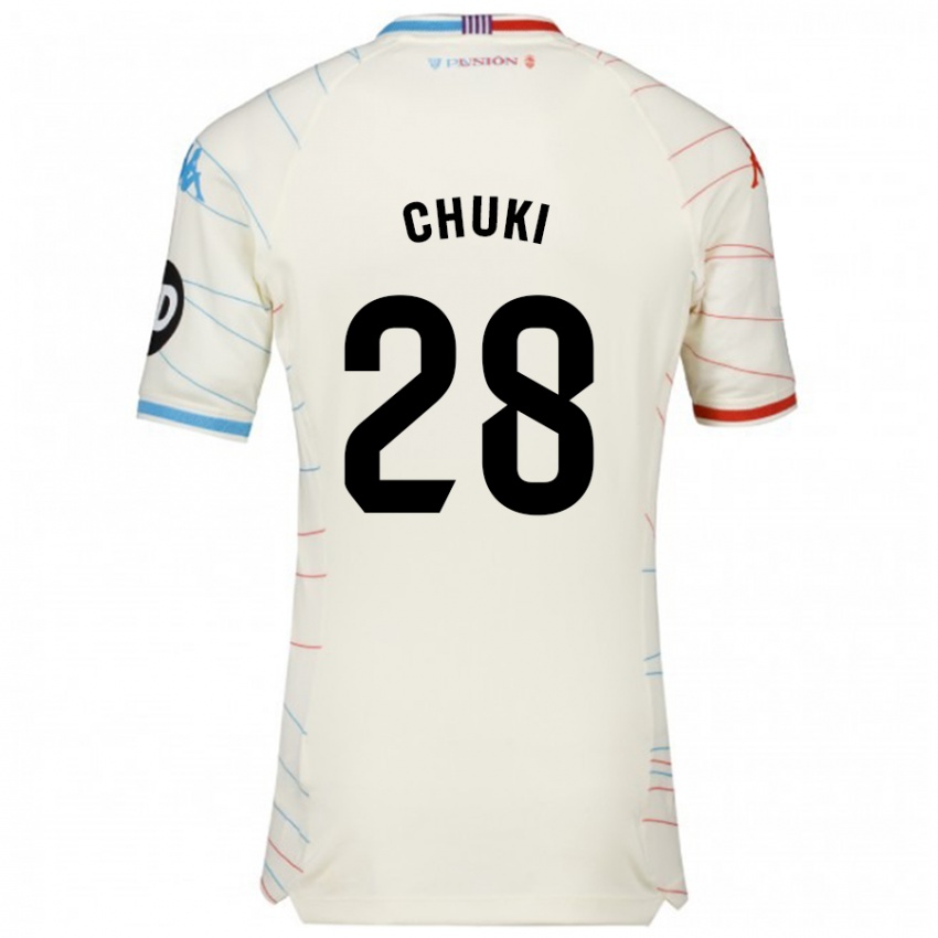 Hombre Camiseta Chuki #28 Blanco Rojo Azul 2ª Equipación 2024/25 La Camisa Perú