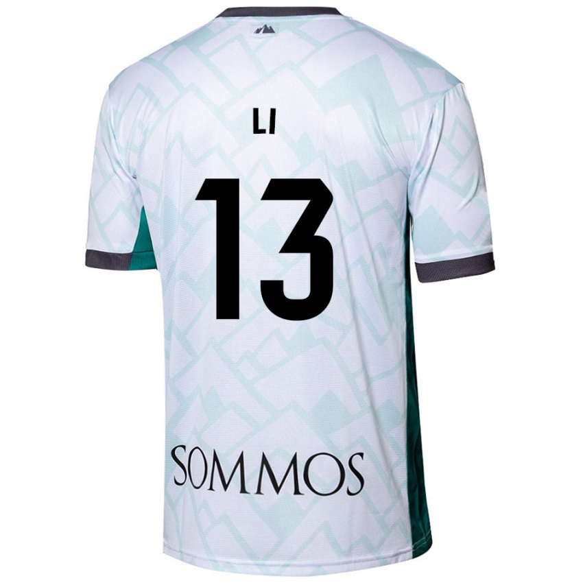 Hombre Camiseta Changyi Li #13 Blanco Verde 2ª Equipación 2024/25 La Camisa Perú