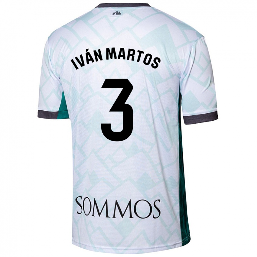 Hombre Camiseta Iván Martos #3 Blanco Verde 2ª Equipación 2024/25 La Camisa Perú