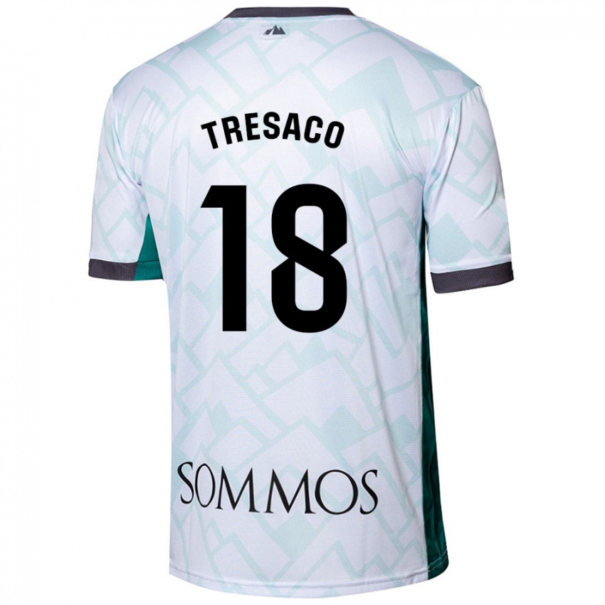 Hombre Camiseta Rafa Tresaco #18 Blanco Verde 2ª Equipación 2024/25 La Camisa Perú