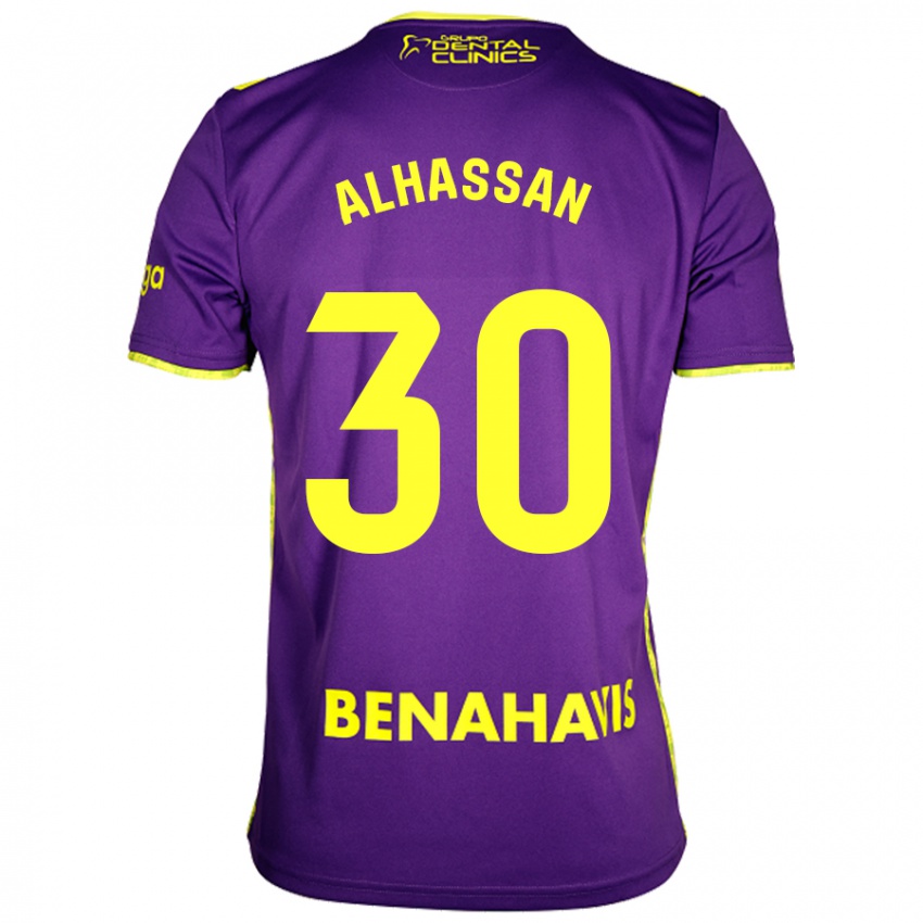 Hombre Camiseta Mubarak Alhassan #30 Púrpura Amarillo 2ª Equipación 2024/25 La Camisa Perú