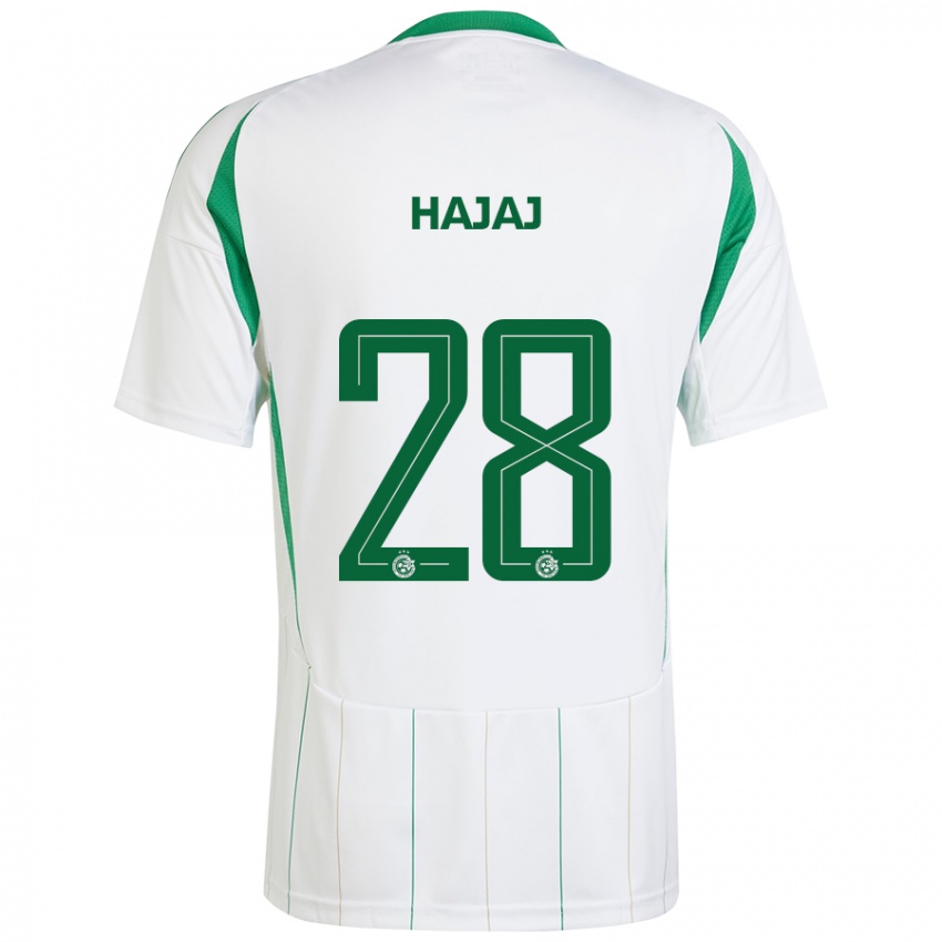 Hombre Camiseta Ilay Hajaj #28 Blanco Verde 2ª Equipación 2024/25 La Camisa Perú