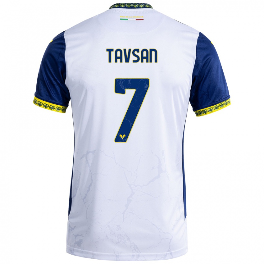 Hombre Camiseta Elayis Tavsan #7 Blanco Azul 2ª Equipación 2024/25 La Camisa Perú