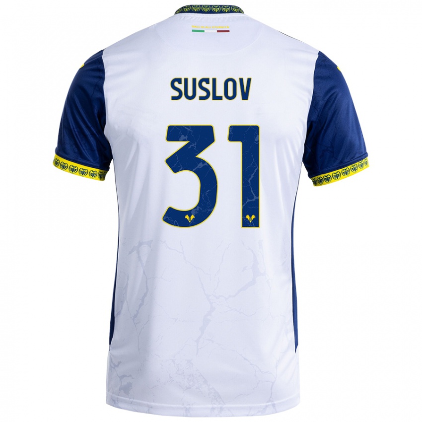 Hombre Camiseta Tomas Suslov #31 Blanco Azul 2ª Equipación 2024/25 La Camisa Perú