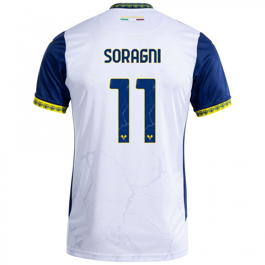 Hombre Camiseta Alberto Soragni #11 Blanco Azul 2ª Equipación 2024/25 La Camisa Perú