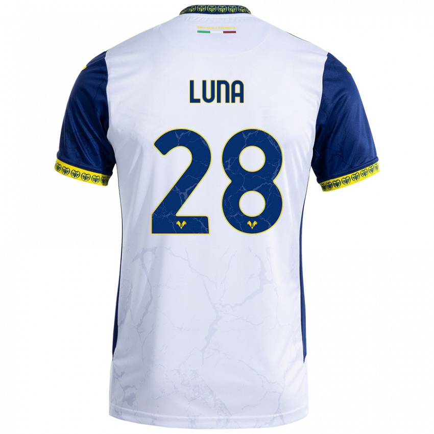 Hombre Camiseta Agustín Luna #28 Blanco Azul 2ª Equipación 2024/25 La Camisa Perú