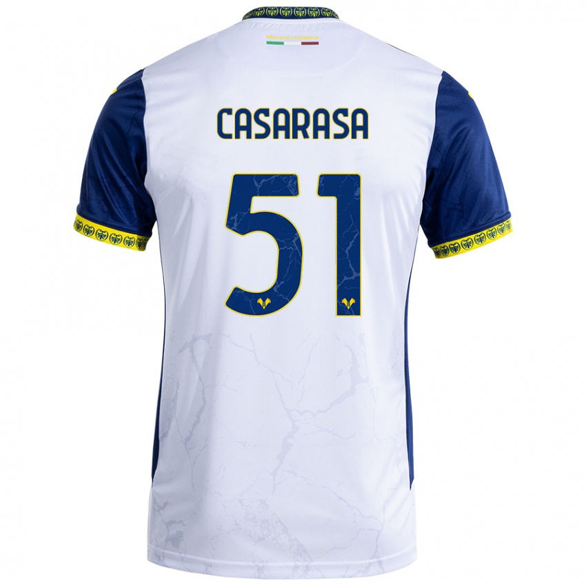 Hombre Camiseta Asia Casarasa #51 Blanco Azul 2ª Equipación 2024/25 La Camisa Perú