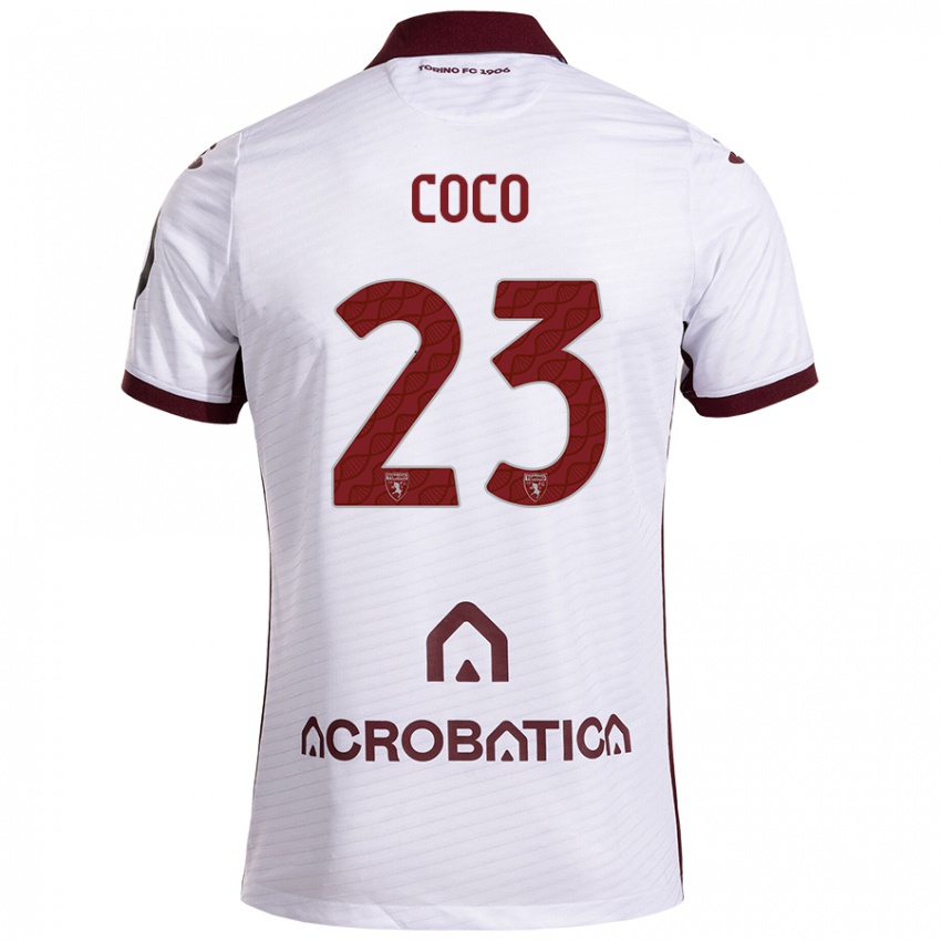 Hombre Camiseta Saúl Coco #23 Blanco Granate 2ª Equipación 2024/25 La Camisa Perú