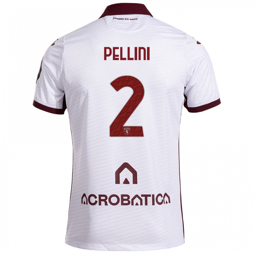 Hombre Camiseta Mattia Pellini #2 Blanco Granate 2ª Equipación 2024/25 La Camisa Perú