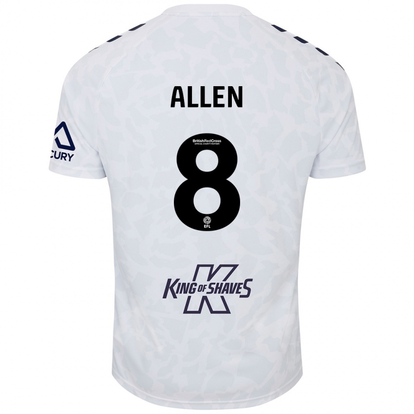 Hombre Camiseta Jamie Allen #8 Blanco 2ª Equipación 2024/25 La Camisa Perú