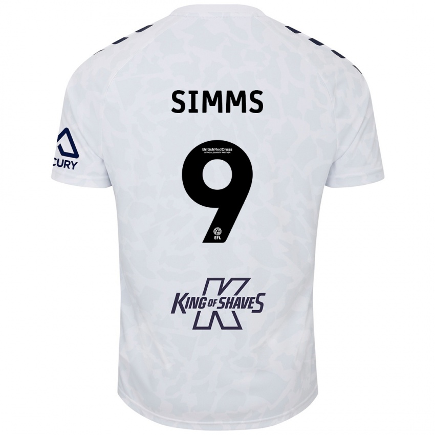 Hombre Camiseta Ellis Simms #9 Blanco 2ª Equipación 2024/25 La Camisa Perú