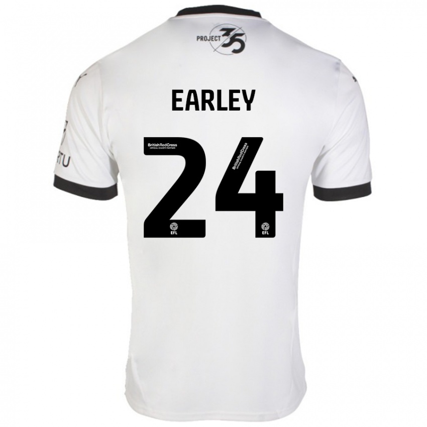 Hombre Camiseta Saxon Earley #24 Blanco Negro 2ª Equipación 2024/25 La Camisa Perú