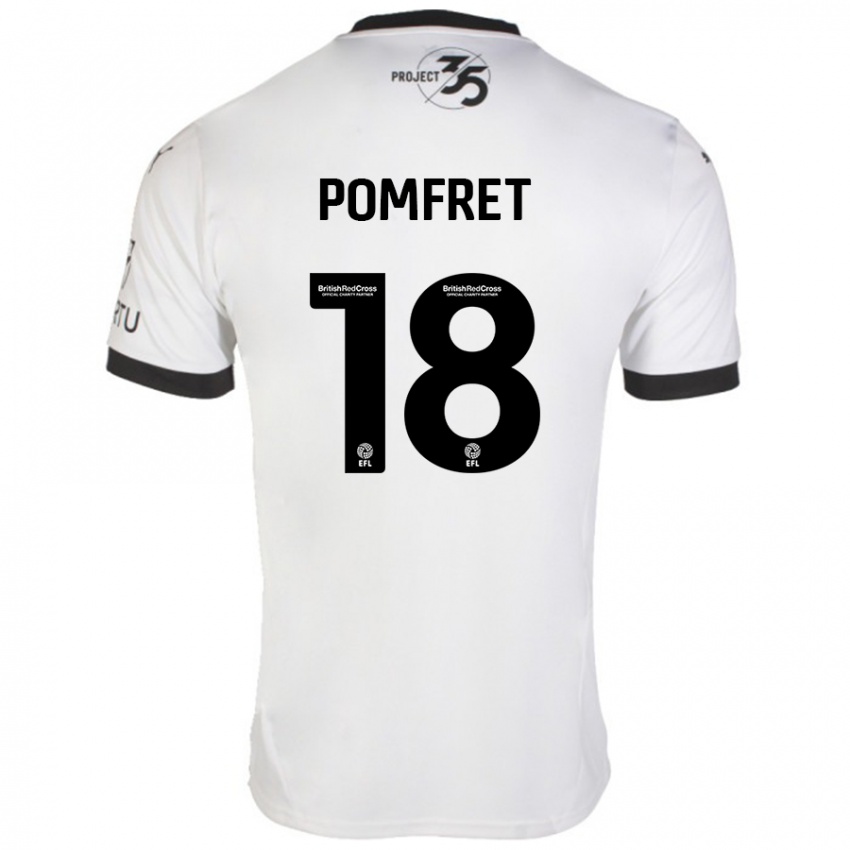 Hombre Camiseta Taya Pomfret #18 Blanco Negro 2ª Equipación 2024/25 La Camisa Perú