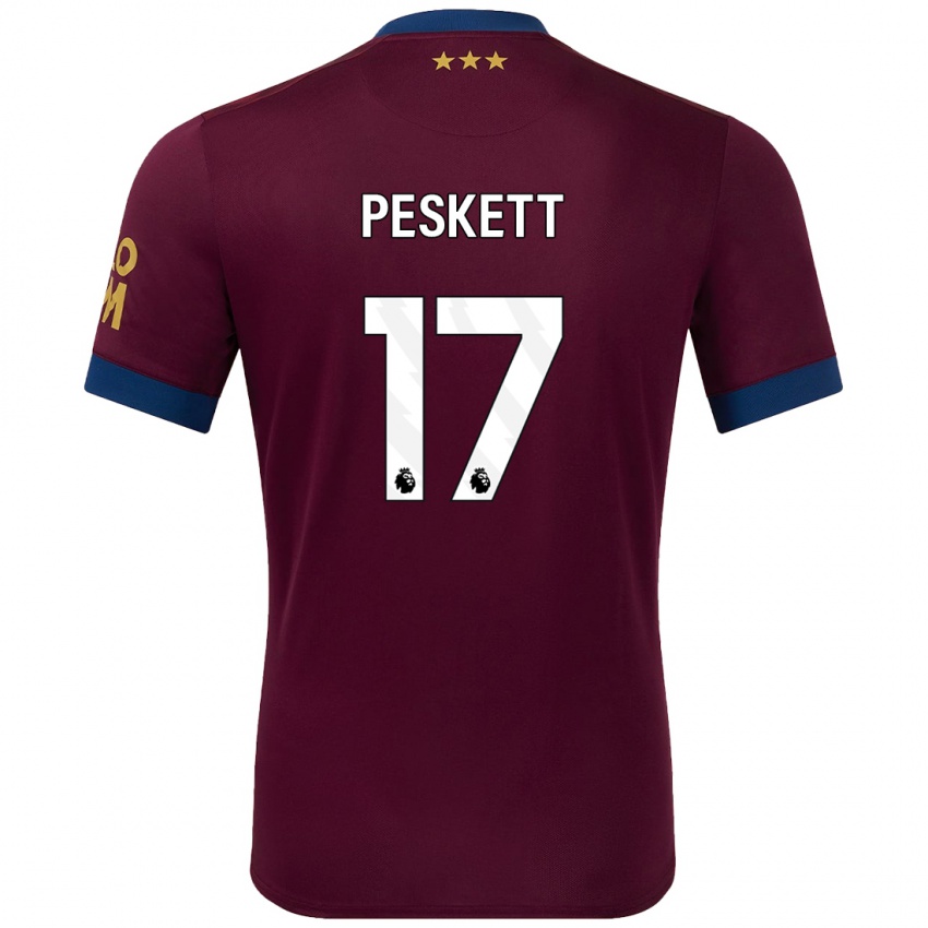 Hombre Camiseta Sophie Peskett #17 Marrón 2ª Equipación 2024/25 La Camisa Perú