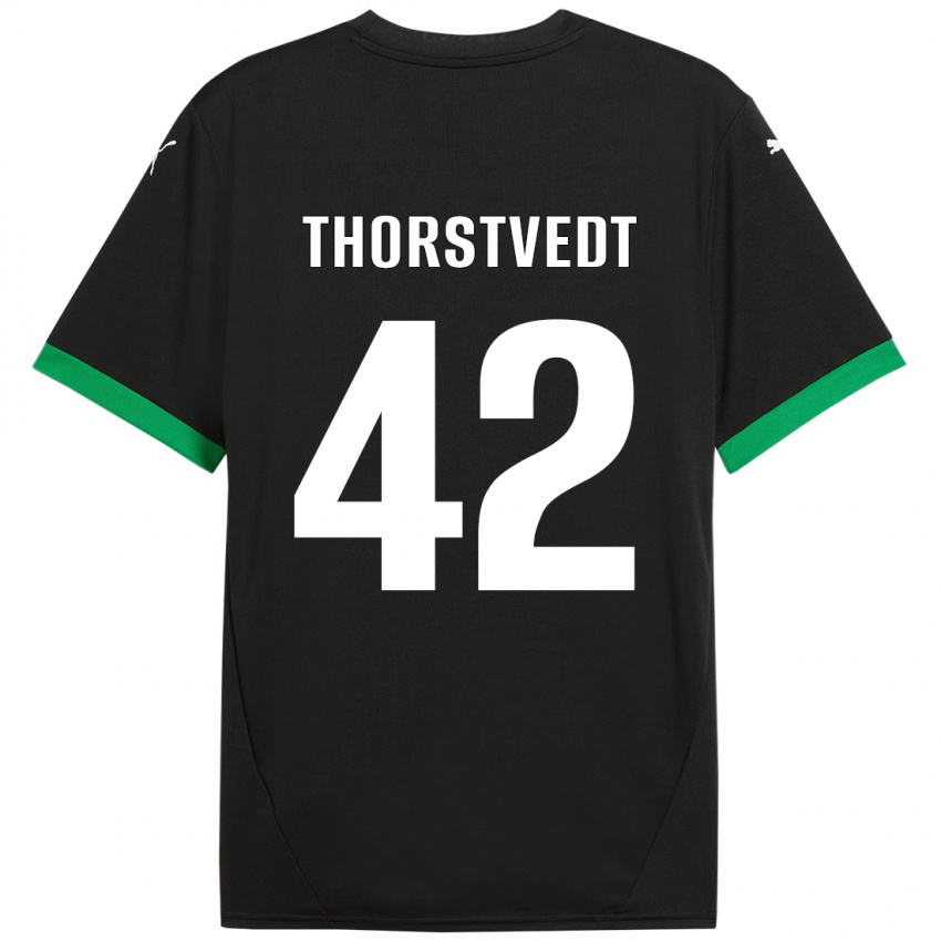 Mujer Camiseta Kristian Thorstvedt #42 Negro Verde Oscuro 1ª Equipación 2024/25 La Camisa Perú