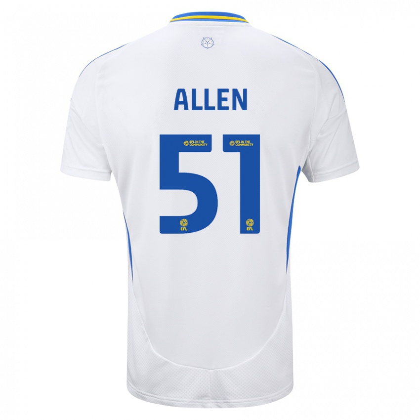 Mujer Camiseta Charlie Allen #51 Blanco Azul 1ª Equipación 2024/25 La Camisa Perú