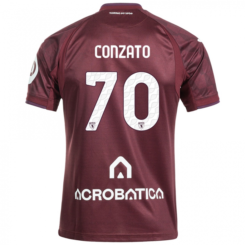 Mujer Camiseta Filippo Conzato #70 Granate Blanco 1ª Equipación 2024/25 La Camisa Perú