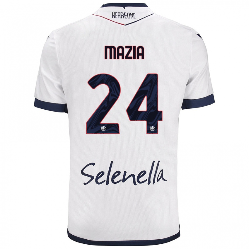 Mujer Camiseta Andrea Mazia #24 Blanco Azul Real 2ª Equipación 2024/25 La Camisa Perú