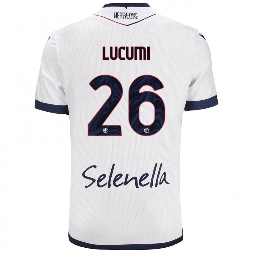 Mujer Camiseta Jhon Lucumí #26 Blanco Azul Real 2ª Equipación 2024/25 La Camisa Perú