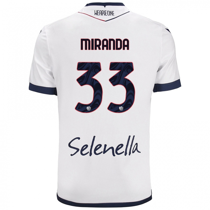 Mujer Camiseta Juan Miranda #33 Blanco Azul Real 2ª Equipación 2024/25 La Camisa Perú