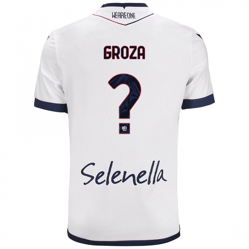 Mujer Camiseta Darius Groza #0 Blanco Azul Real 2ª Equipación 2024/25 La Camisa Perú