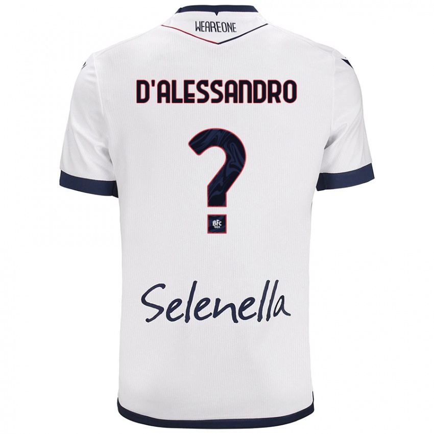 Mujer Camiseta Giuliano D'alessandro #0 Blanco Azul Real 2ª Equipación 2024/25 La Camisa Perú