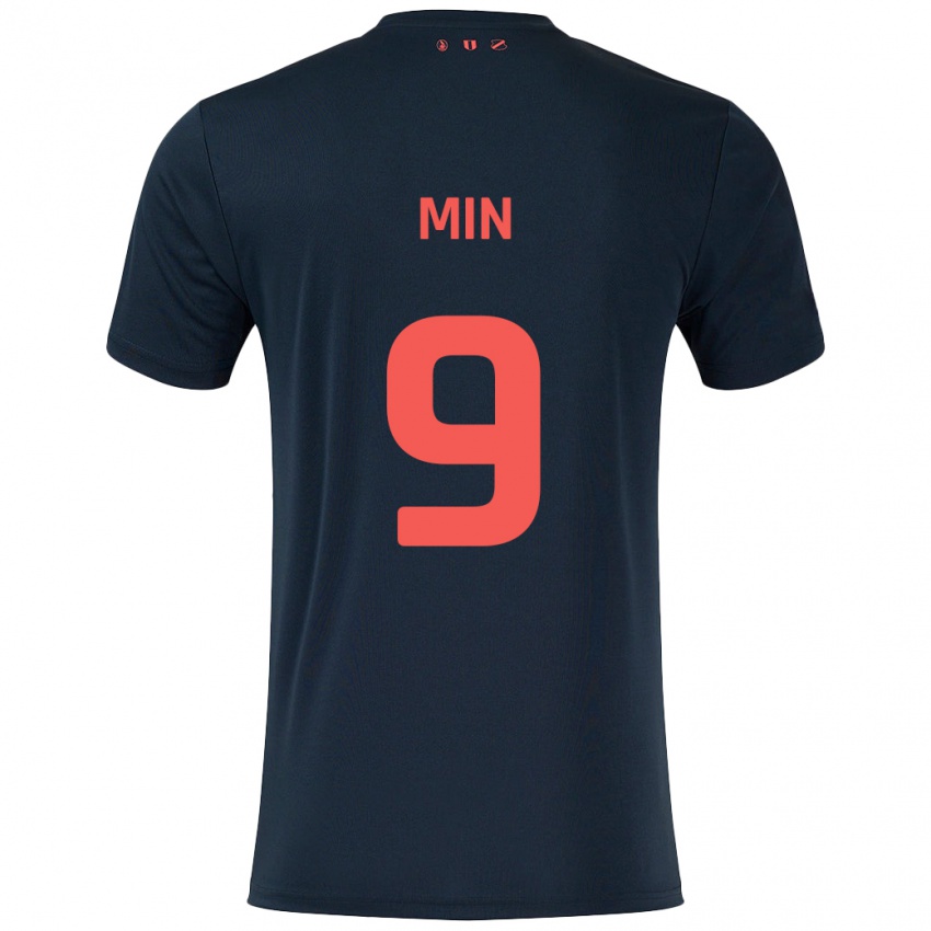 Mujer Camiseta David Min #9 Negro Rojo 2ª Equipación 2024/25 La Camisa Perú