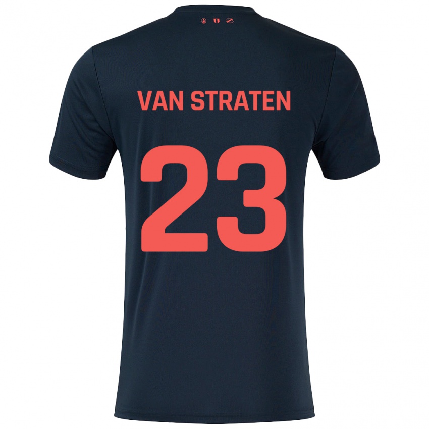 Mujer Camiseta Dieke Van Straten #23 Negro Rojo 2ª Equipación 2024/25 La Camisa Perú