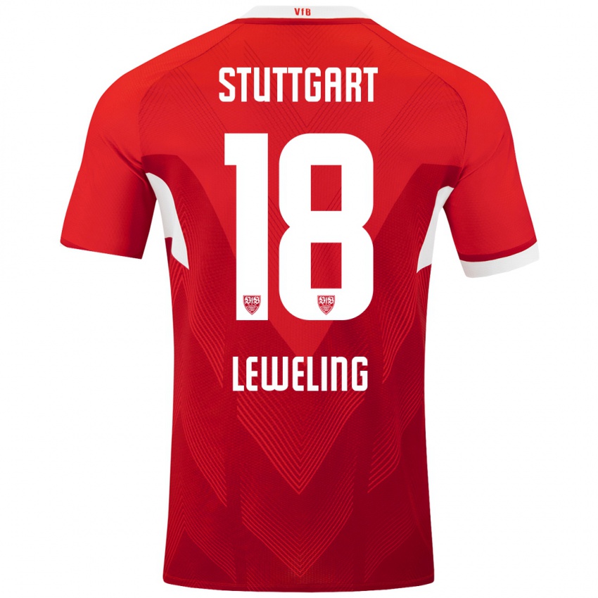 Mujer Camiseta Jamie Leweling #18 Rojo Blanco 2ª Equipación 2024/25 La Camisa Perú