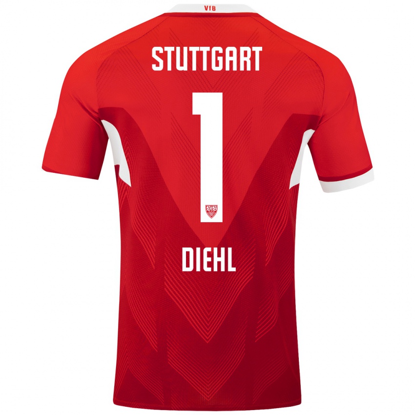 Mujer Camiseta Vanessa Diehl #1 Rojo Blanco 2ª Equipación 2024/25 La Camisa Perú