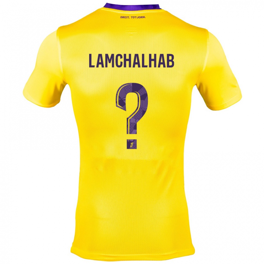 Mujer Camiseta Merwan Lamchalhab #0 Amarillo Morado 2ª Equipación 2024/25 La Camisa Perú