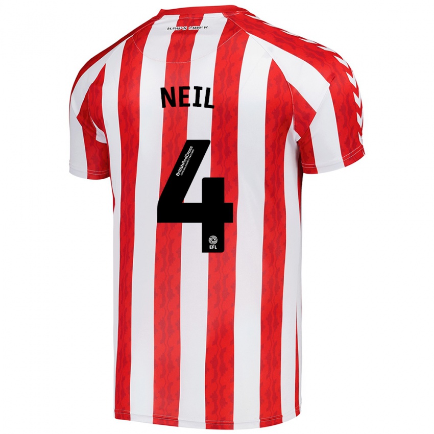 Niño Camiseta Dan Neil #4 Rojo Blanco 1ª Equipación 2024/25 La Camisa Perú