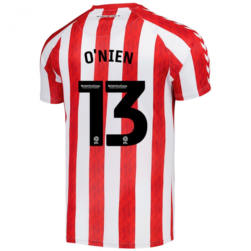 Niño Camiseta Luke O'nien #13 Rojo Blanco 1ª Equipación 2024/25 La Camisa Perú