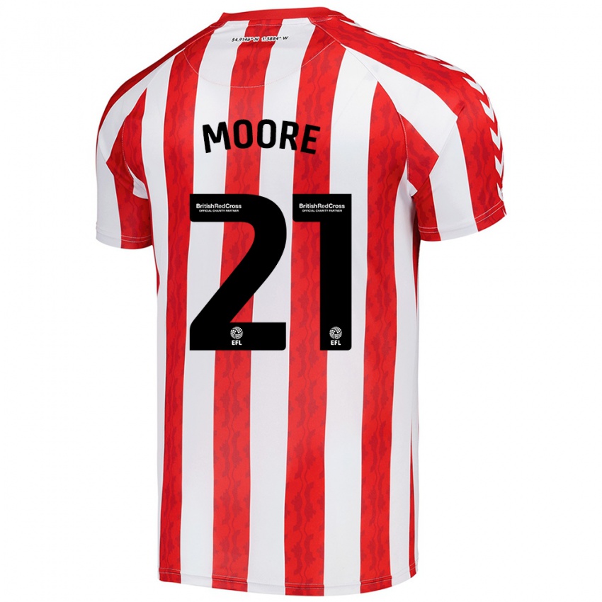 Niño Camiseta Simon Moore #21 Rojo Blanco 1ª Equipación 2024/25 La Camisa Perú