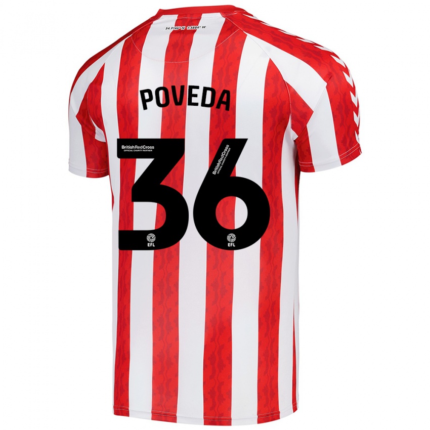 Niño Camiseta Ian Poveda #36 Rojo Blanco 1ª Equipación 2024/25 La Camisa Perú