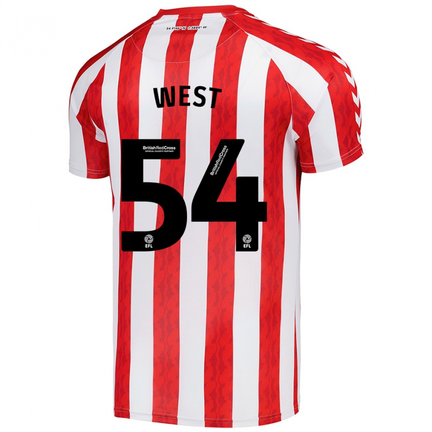 Niño Camiseta Ella West #54 Rojo Blanco 1ª Equipación 2024/25 La Camisa Perú