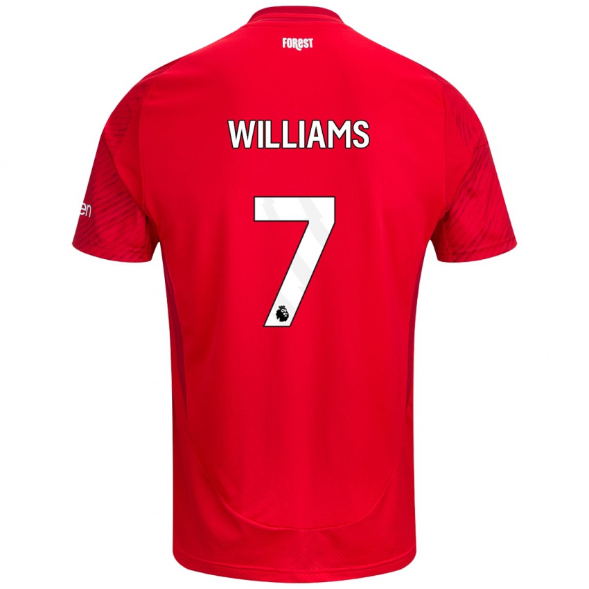 Niño Camiseta Neco Williams #7 Rojo Blanco 1ª Equipación 2024/25 La Camisa Perú