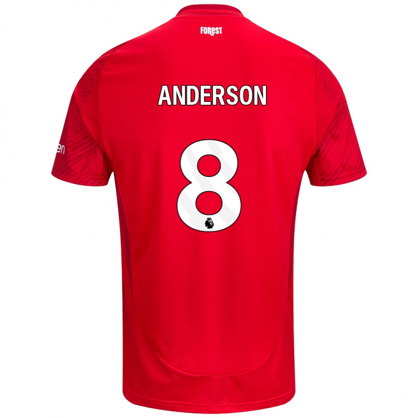 Niño Camiseta Elliot Anderson #8 Rojo Blanco 1ª Equipación 2024/25 La Camisa Perú