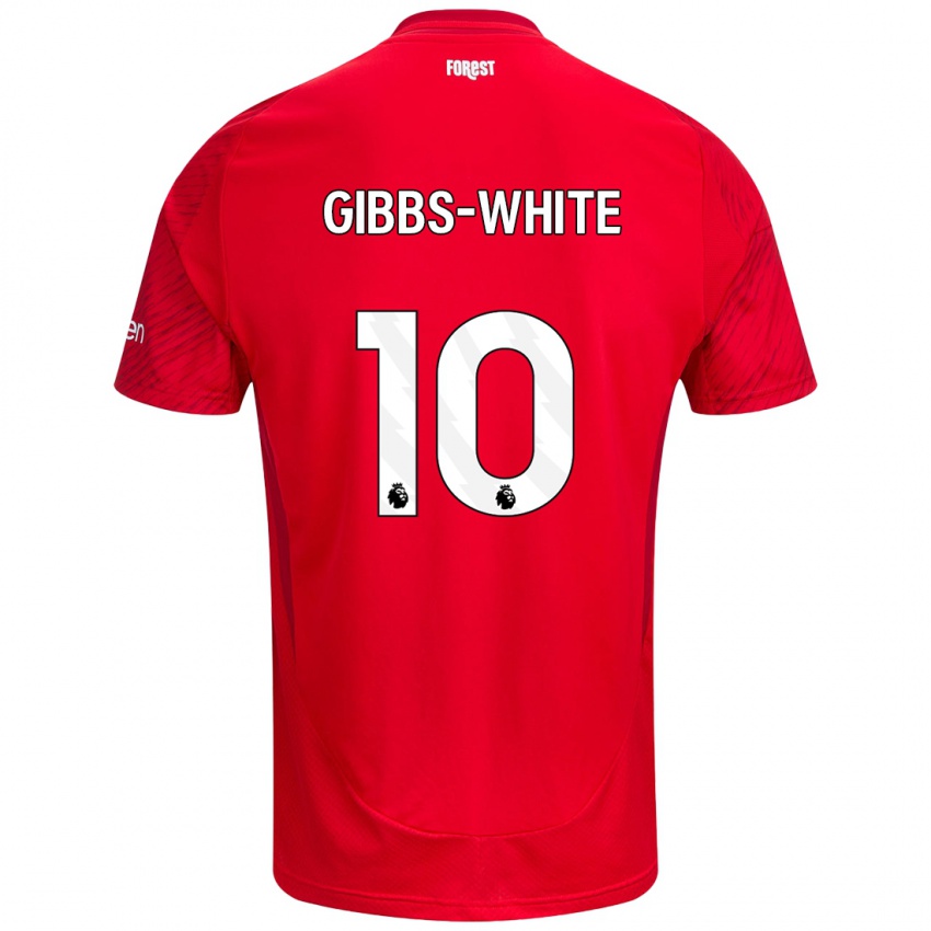 Niño Camiseta Morgan Gibbs-White #10 Rojo Blanco 1ª Equipación 2024/25 La Camisa Perú