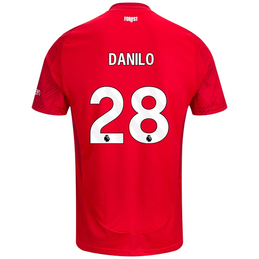 Niño Camiseta Danilo #28 Rojo Blanco 1ª Equipación 2024/25 La Camisa Perú