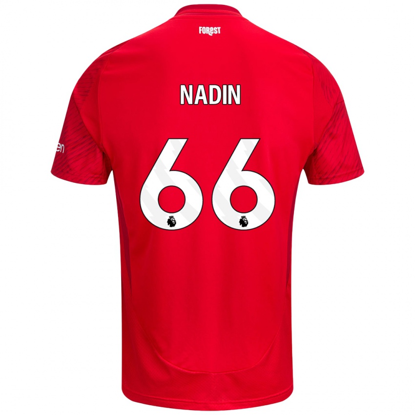 Niño Camiseta Jack Nadin #66 Rojo Blanco 1ª Equipación 2024/25 La Camisa Perú