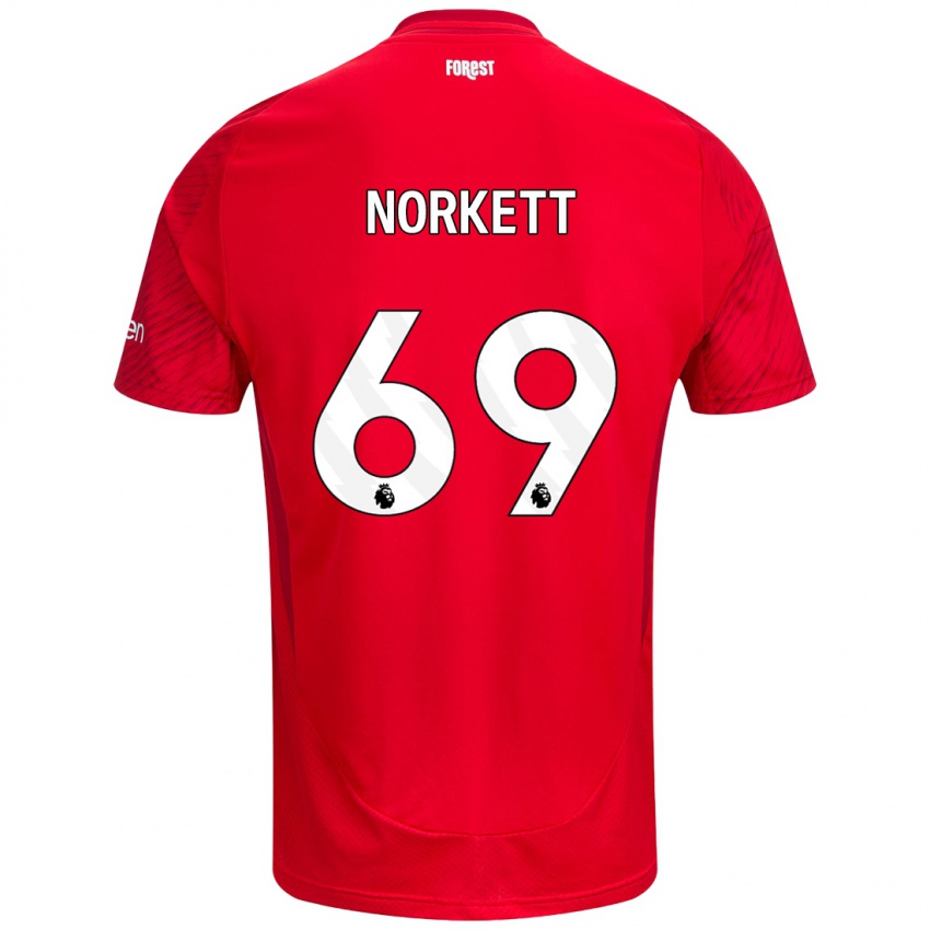 Niño Camiseta Manni Norkett #69 Rojo Blanco 1ª Equipación 2024/25 La Camisa Perú