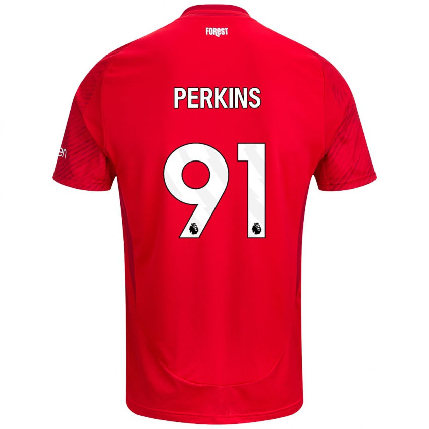 Niño Camiseta Jack Perkins #91 Rojo Blanco 1ª Equipación 2024/25 La Camisa Perú