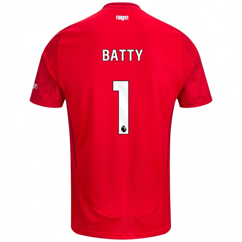 Niño Camiseta Emily Batty #1 Rojo Blanco 1ª Equipación 2024/25 La Camisa Perú