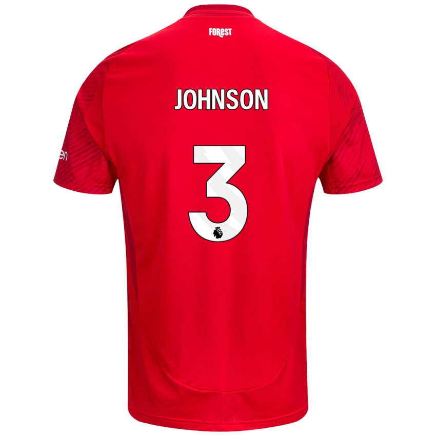 Niño Camiseta Nat Johnson #3 Rojo Blanco 1ª Equipación 2024/25 La Camisa Perú