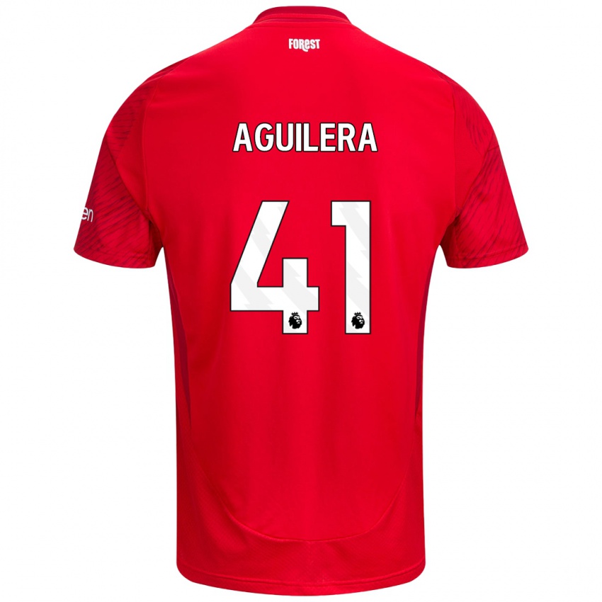 Niño Camiseta Brandon Aguilera #41 Rojo Blanco 1ª Equipación 2024/25 La Camisa Perú