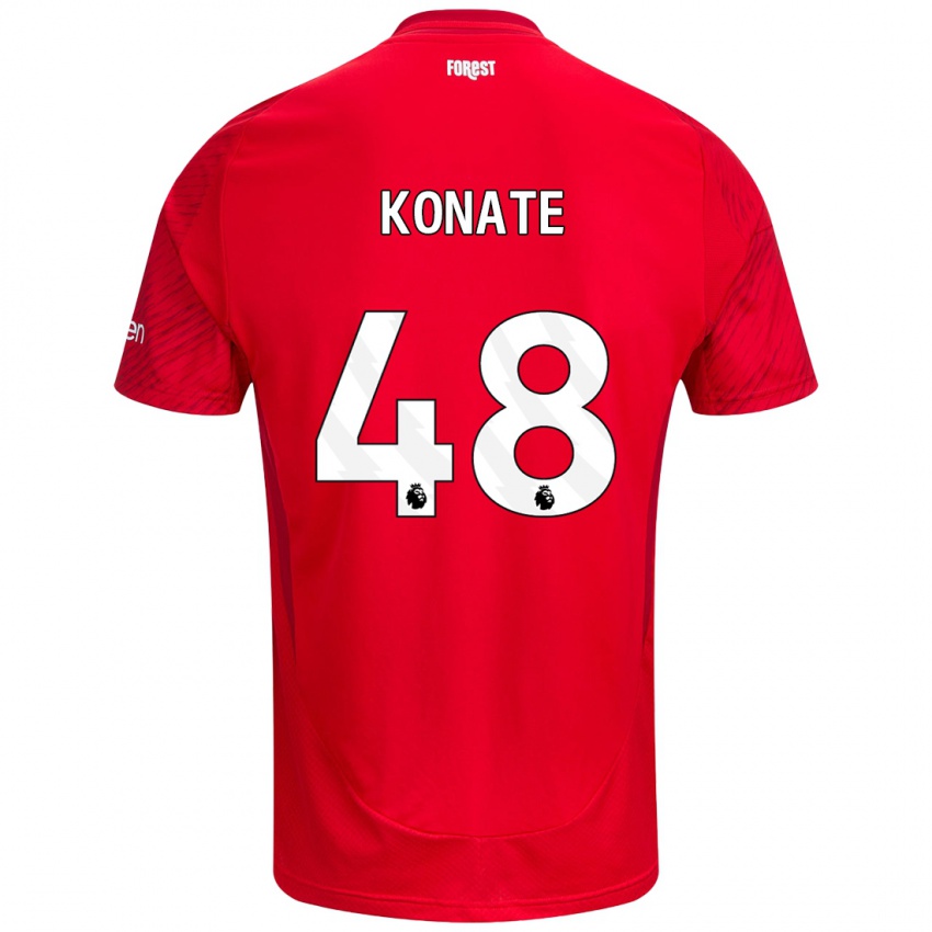 Niño Camiseta Ateef Konaté #48 Rojo Blanco 1ª Equipación 2024/25 La Camisa Perú