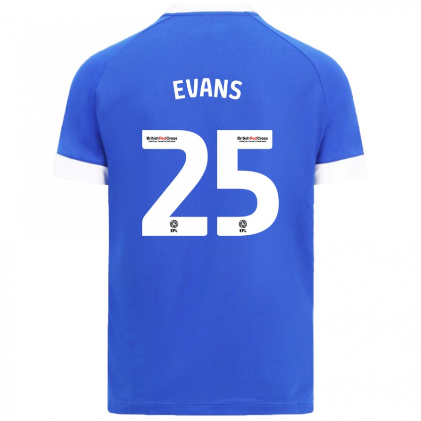 Niño Camiseta Kieron Evans #25 Azul Cielo 1ª Equipación 2024/25 La Camisa Perú